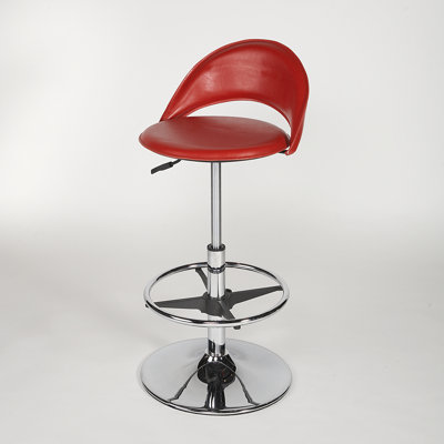 Chintaly Imports Adjustable Swivel Stool with Round Seat in Red