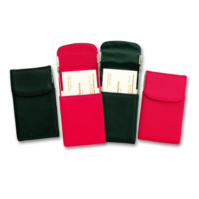 Budd Leather Lizard Grain Accessory Calf Flip Up Business Card Case