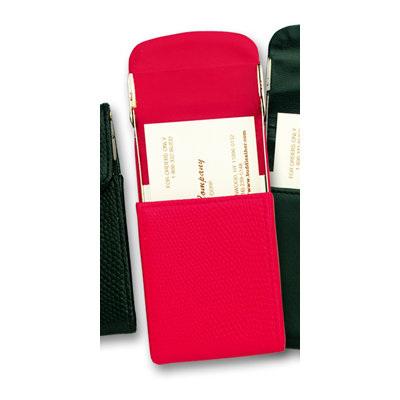 Budd Leather Lizard Grain Accessory Calf Flip Up Business Card Case