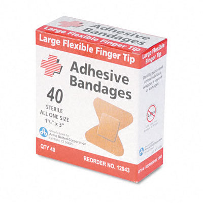 Acme United Corporation Flexible Large Fingertip Adhesive Bandages, 1-3/4 x 3, 40 per Box                                                            