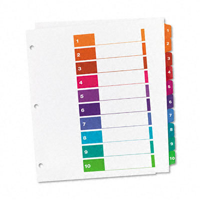 Avery Consumer Products Extrawide Ready Index Dividers, 10-Tab, 9 1/2 x 11, Assorted, 10 per Set