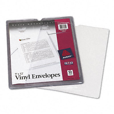 Avery Consumer Products Top-Load Clear Vinyl Envelopes w/Thumb Notch, 9 x 12 Insert Size, 10/pack
