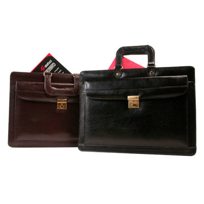 Bond Street, LTD. Leather Front Lockable Drop Handle Briefcase
