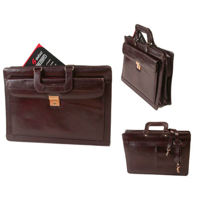 Bond Street, LTD. Leather Front Lockable Drop Handle Briefcase