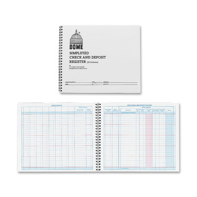 Dome Publishing Company, Inc. Check/Deposit Register, 50 Pages, 10-1/4"x8-1/2", Gray