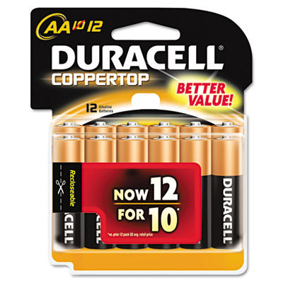 Duracell Coppertop Alkaline Batteries, AA, 12/pack                                                                                    