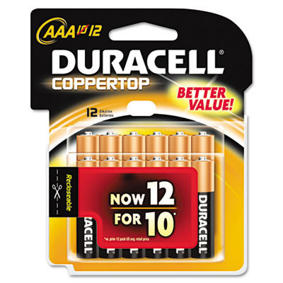 Duracell Coppertop Alkaline Batteries, AAA, 12/pack                                                                                   