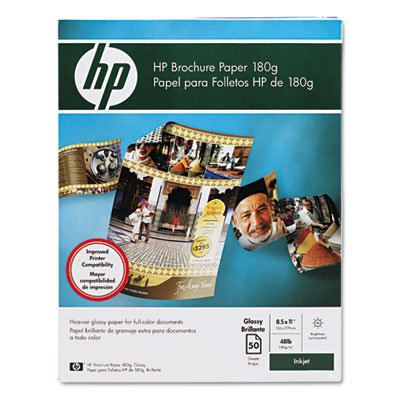 HP Inkjet Brochure/Flyer Paper, 98 Brightness, 48Lb, 50 Shts Pack