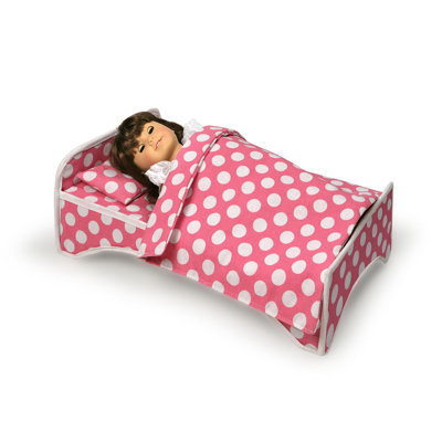 Badger Basket Doll Travel Case with Bed and Bedding in Dark Pink