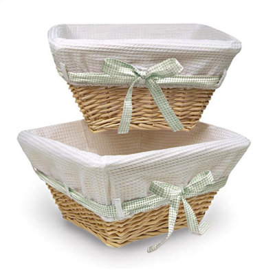 Badger Basket Honey Square Nursery Basket with White Waffle Liner