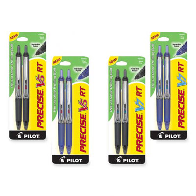 Pilot Pen Corporation of America Rollerball Pen,Retract.,Extra Fine Pt.,2/PK,Black Barrel/Ink