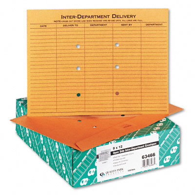 Quality Park Products Brown Kraft Resealable Redi-Tac File-Style Interoffice Envelope, 12 x 9, 100/box