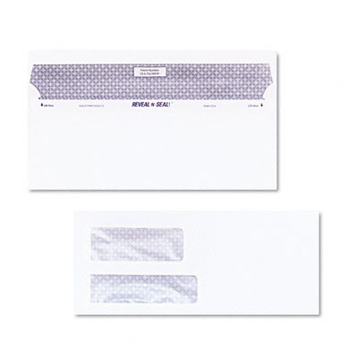 Quality Park Products Reveal-N-Seal Double Window Invoice Envelope, Self-Adhesive, White, 500/box