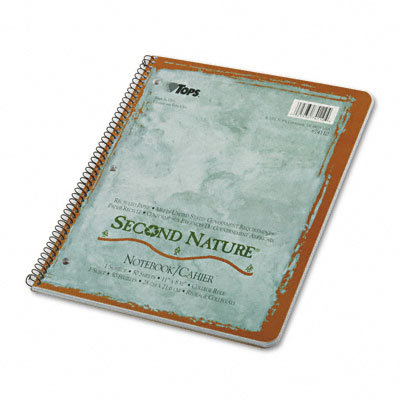 Tops Business Forms Second Nature Subject Wirebound Notebook, College Rule, Letter, White