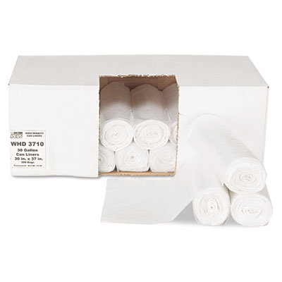 Webster Industries Ultra Plus Can Liners, 30 gal, 10 mic, 30 x 37, Natural,20 rolls/25 bags,500/ctn                                             
