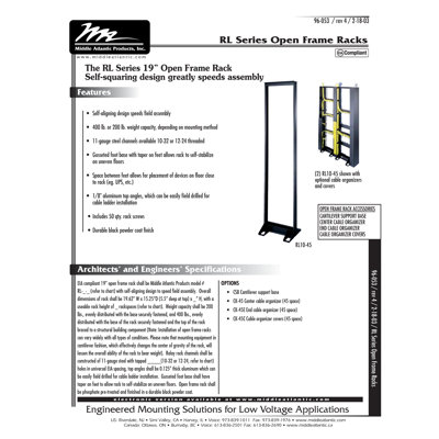 Middle Atlantic CK Series 45U Space Relay Rack End Cable Organizer