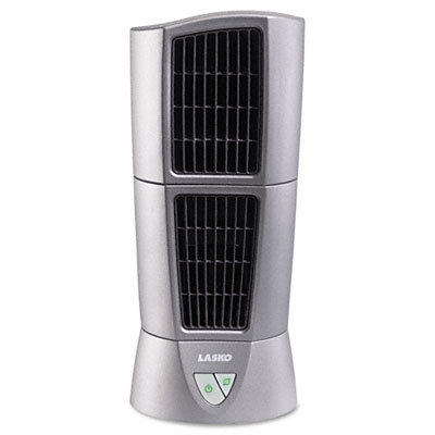 Lasko 6" Three-Speed Platinum Desktop Wind Tower Fan, Platinum