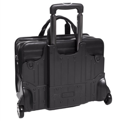 McKlein USA P Series Clinton Leather 17" Detachable - Wheeled Laptop Case in Black