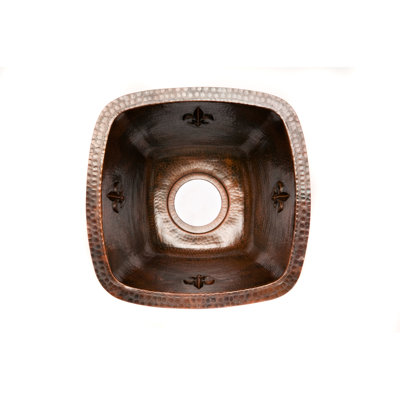 Premier Copper Products 15" Square Fleur De Lis Copper Bar Sink in Oil Rubbed Bronze