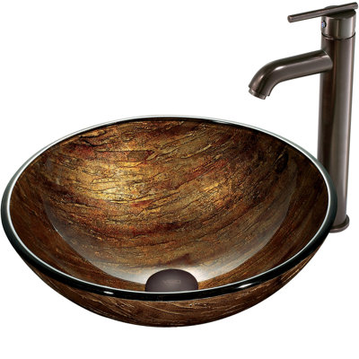 Vigo Amber Sunset Vessel Sink with Faucet