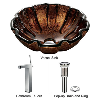 Vigo Walnut Shell Vessel Sink with Faucet
