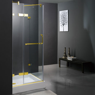 Vigo Pivot Door Frameless Shower Enclosure with Base