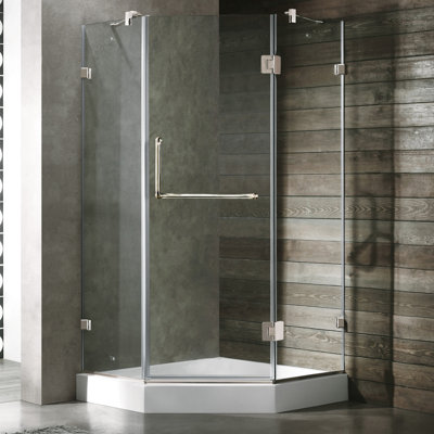 Vigo Neo-Angle Door Frameless Shower Enclosure with Base