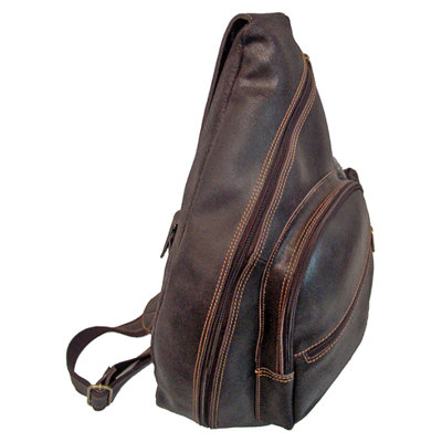 David King Backpack-Style Cross Body Bag in Distressed Leather