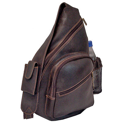 David King Backpack-Style Cross Body Bag in Distressed Leather