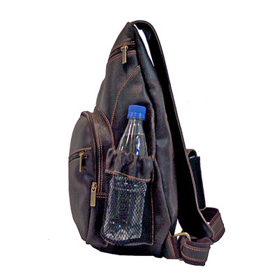 David King Backpack-Style Cross Body Bag in Distressed Leather