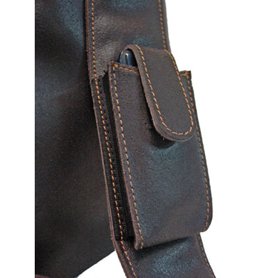 David King Backpack-Style Cross Body Bag in Distressed Leather