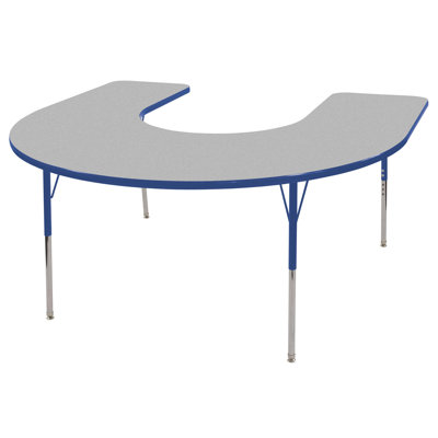 ECR4kids 60" x 66" Horseshoe Shaped Adjustable Activity Table in Gray