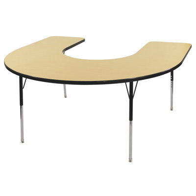 ECR4kids 60" x 66" Horseshoe Shaped Adjustable Activity Table in Maple