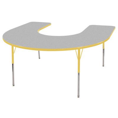 ECR4kids 60" x 66" Horseshoe Shaped Adjustable Activity Table in Gray