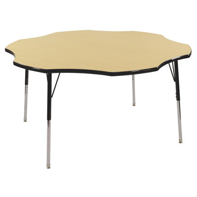 ECR4kids 60" Flower Shaped Adjustable Activity Table in Maple