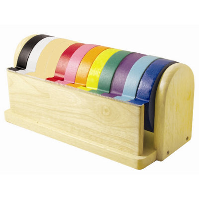 ECR4kids Hardwood Kraft Tape Dispenser With 10 Assorted Rolls