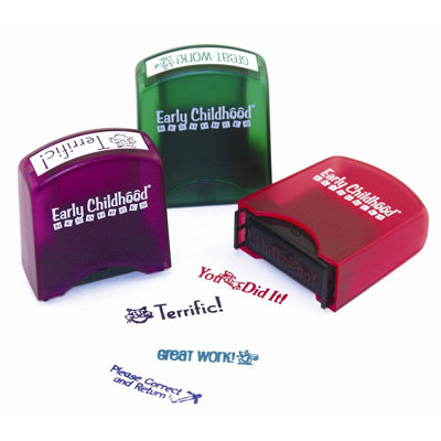 ECR4kids 8 Piece Self-Ink Teacher Stamps with Stand\