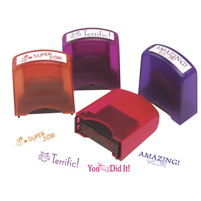 ECR4kids 8 Piece Self-Ink Teacher Stamps with Stand\
