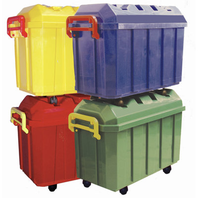 ECR4kids 4 Pack of 18 Gallon Stor-N-Roll Toy Trunks with Casters