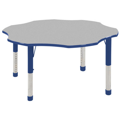 ECR4kids 60" Flower Shaped Adjustable Activity Table in Gray