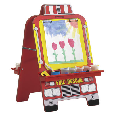 ECR4kids Fire Engine Easel with Paint Crate
