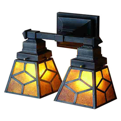 Amber Mica Diamond Mission Two Light Wall Sconce