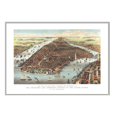 Universal Map New York 1883 Historical Print Mounted Framed Wall Map