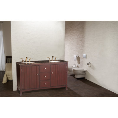 Stufurhome Alexis 60" Double Bathroom Vanity in Cherry Red with Granite Top