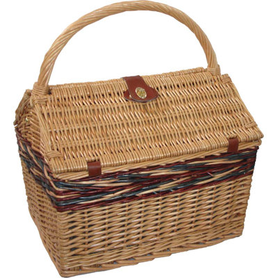 Sutherland Baskets Farmhouse Picnic Basket in Blue Plaid