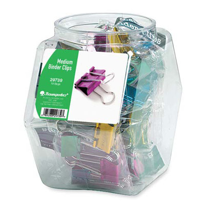 Baumgartens Binder Clips, Medium, 1", Contemporary Metallic, 18 per Set, Assorted
