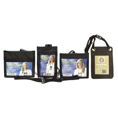 Baumgartens ID Neck Pouch,Horizontal,Adjustable 42" Cord,4"x2-1/4",Black