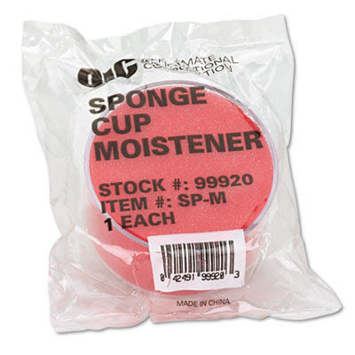 Officemate International Corp Sponge Cup Envelope Moistener, 3-inch Diameter, Clear/Red