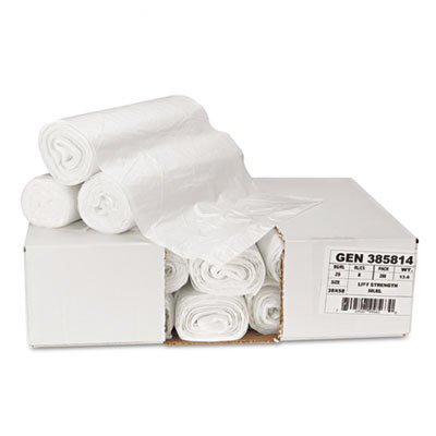 Whitehall Hi-Density Can Liners, 24 x 23, 6 mic, Clear, 20 Rolls of 50 Bags, 1000/Carton