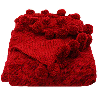 Woven Workz Jubilee 3 Dimensional Pom Pom Fringe Throw